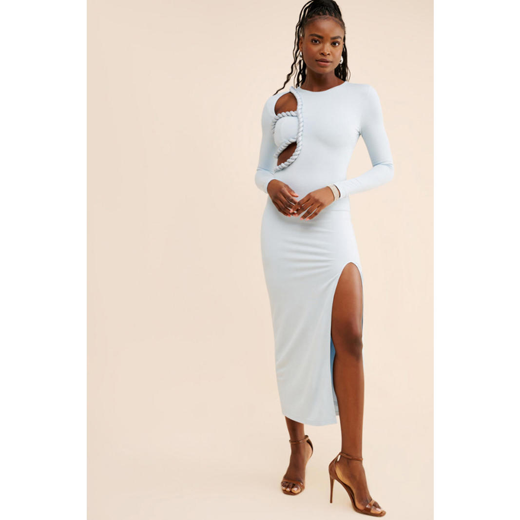 Anthropologie X Elixiay - Elegant Sky Blue Cutout Midi Dress, Size M